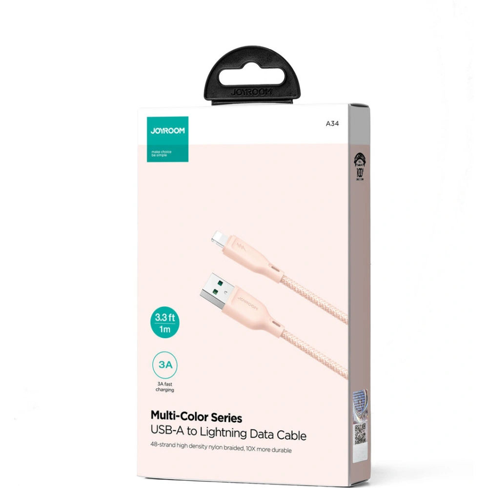 Hurtownia GSM - Kabel Joyroom Multi-Color Series SA34-AL3 USB-A / Lightning 3A 1m rosa - JYR792 - {ean13} - Hurt