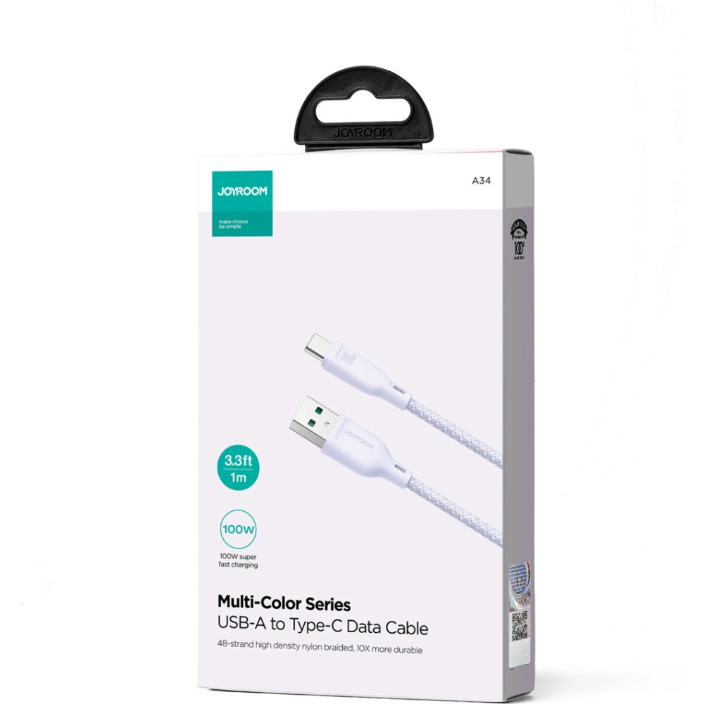 Hurtownia GSM - Kabel Joyroom Multi-Color Series SA34-AC6 USB-A / USB-C 100W 1m fioletowy - JYR793 - {ean13} - Hurt
