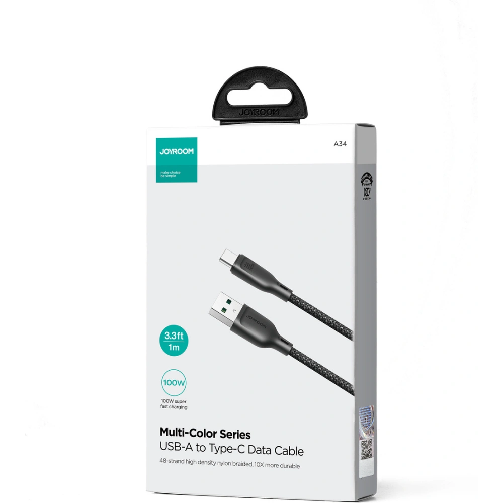 Hurtownia GSM - Kabel Joyroom Multi-Color Series SA34-AC6 USB-A / USB-C 100W 1m schwarz - JYR796 - {ean13} - Hurt