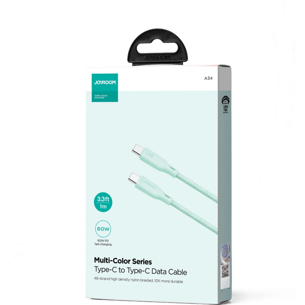 Hurtownia GSM - Kabel Joyroom Multi-Color Series SA34-CC3 USB-C / USB-C 60W 1m zielony - JYR799 - {ean13} - Hurt