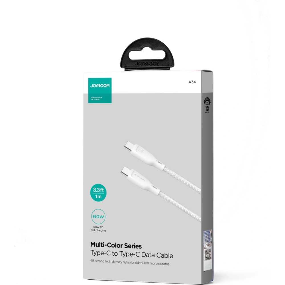 Hurtownia GSM - Kabel Joyroom Multi-Color Series SA34-CC3 USB-C / USB-C 60W 1m alb - JYR800 - {ean13} - Hurt