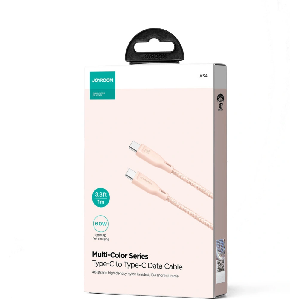 Hurtownia GSM - Cablul Joyroom Multi-Color Series SA34-CC3 USB-C / USB-C 60W 1m roz. - JYR802 - {ean13} - Hurt