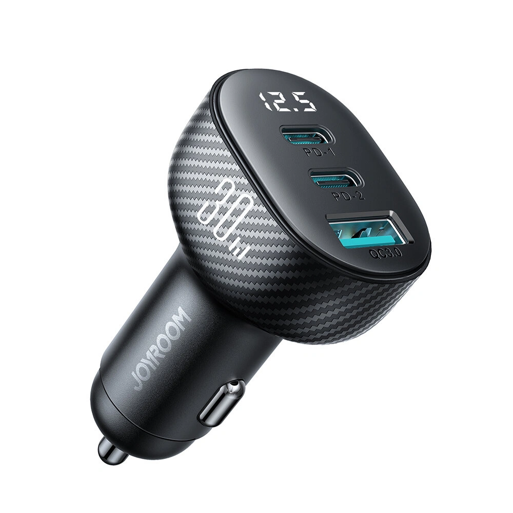Hurtownia GSM - Încărcător auto cu display Joyroom JR-CCD04 2xUSB-C 1xUSB-A 30W negru - JYR813 - {ean13} - Hurt