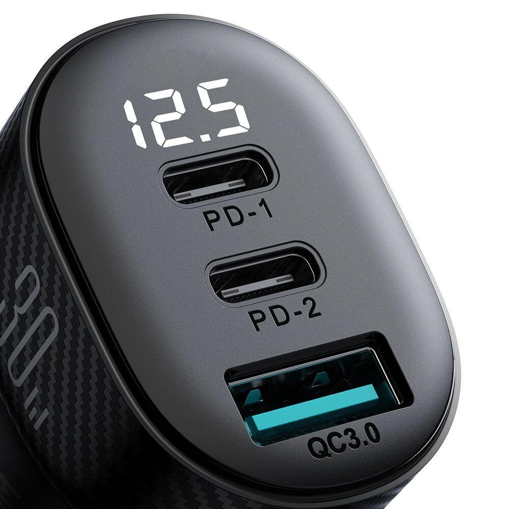 Hurtownia GSM - Încărcător auto cu display Joyroom JR-CCD04 2xUSB-C 1xUSB-A 30W negru - JYR813 - {ean13} - Hurt