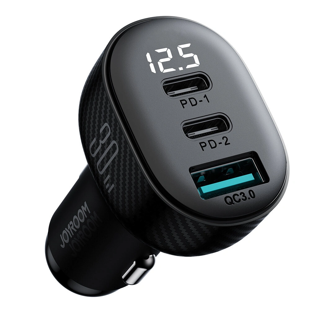 Hurtownia GSM - Încărcător auto cu display Joyroom JR-CCD04 2xUSB-C 1xUSB-A 30W negru - JYR813 - {ean13} - Hurt