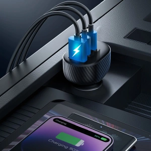 Hurtownia GSM - Autós töltő kijelzővel Joyroom JR-CCD04 2xUSB-C 1xUSB-A 30W fekete - JYR813 - {ean13} - Hurt