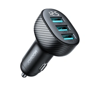 Hurtownia GSM - Autós töltő kijelzővel Joyroom JR-CCD03 3xUSB-A 3.4A fekete - JYR814 - {ean13} - Hurt
