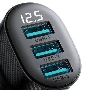 Hurtownia GSM - Autós töltő kijelzővel Joyroom JR-CCD03 3xUSB-A 3.4A fekete - JYR814 - {ean13} - Hurt