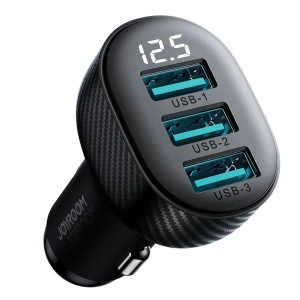 Hurtownia GSM - Autós töltő kijelzővel Joyroom JR-CCD03 3xUSB-A 3.4A fekete - JYR814 - {ean13} - Hurt