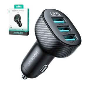 Hurtownia GSM - Autós töltő kijelzővel Joyroom JR-CCD03 3xUSB-A 3.4A fekete - JYR814 - {ean13} - Hurt