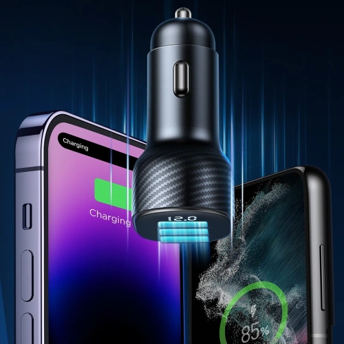 Ładowarka samochodowa z wyświetlaczem Joyroom JR-CCD03 3xUSB-A 3.4A czarna