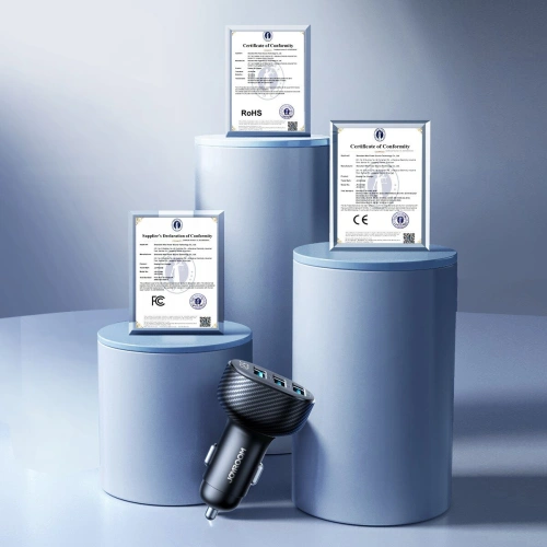 Ładowarka samochodowa z wyświetlaczem Joyroom JR-CCD03 3xUSB-A 3.4A czarna