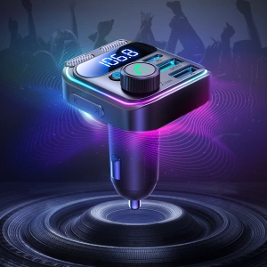 Hurtownia GSM - Transmițător FM Joyroom JR-CCB01 2xUSB-A USB-C 48W cu microfon dublu negru - JYR816 - {ean13} - Hurt