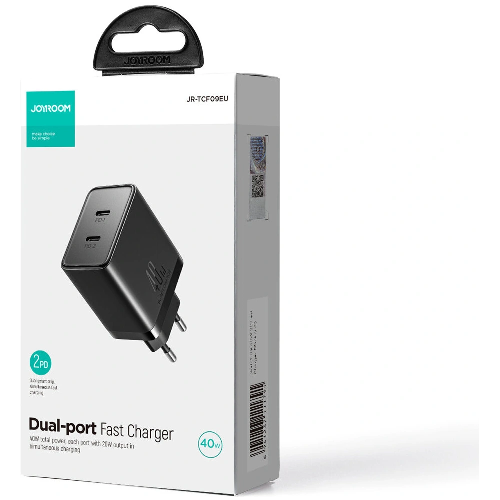 Hurtownia GSM - Încărcătorul de rețea Joyroom JR-TCF09 2xUSB-C 40W negru - JYR817 - {ean13} - Hurt