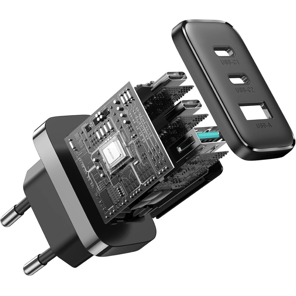 Hurtownia GSM - Hálózati töltő Joyroom JR-TCF10 2xUSB-C 1xUSB-A 32W fekete - JYR818 - {ean13} - Hurt