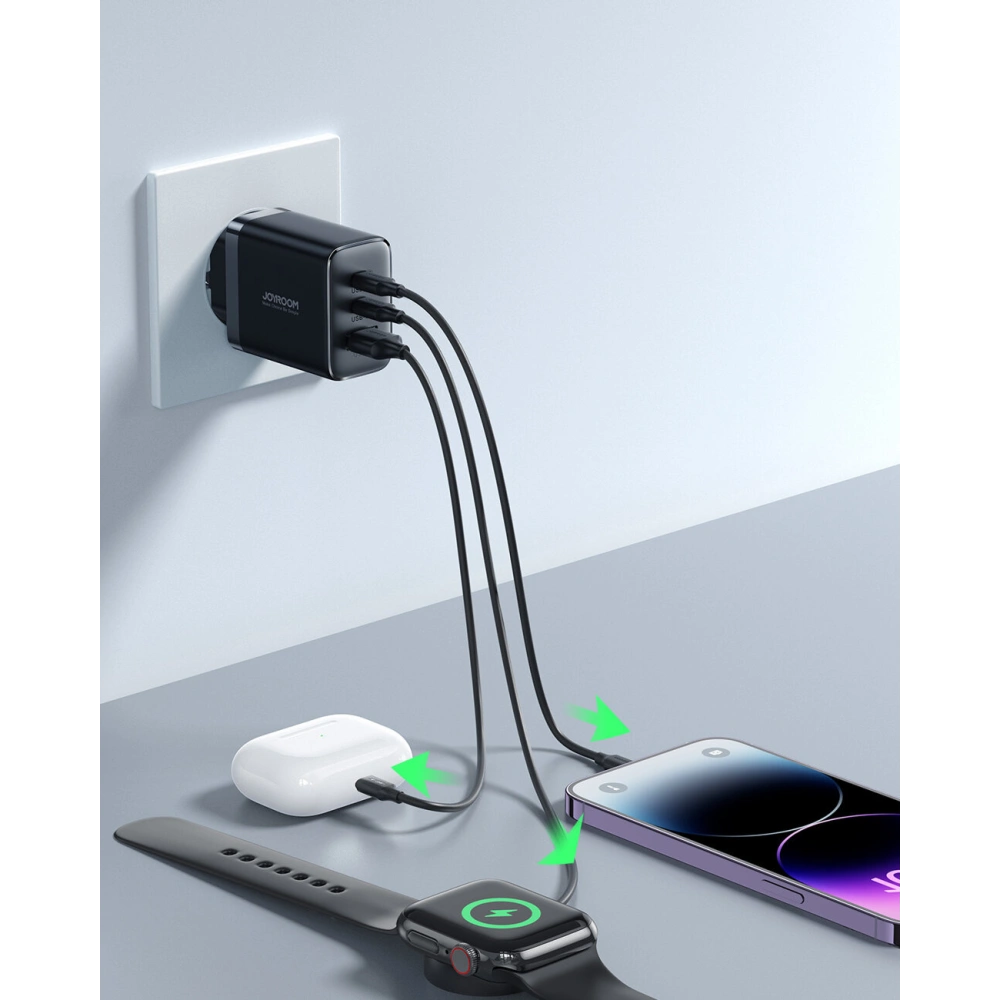 Hurtownia GSM - Hálózati töltő Joyroom JR-TCF10 2xUSB-C 1xUSB-A 32W fekete - JYR818 - {ean13} - Hurt