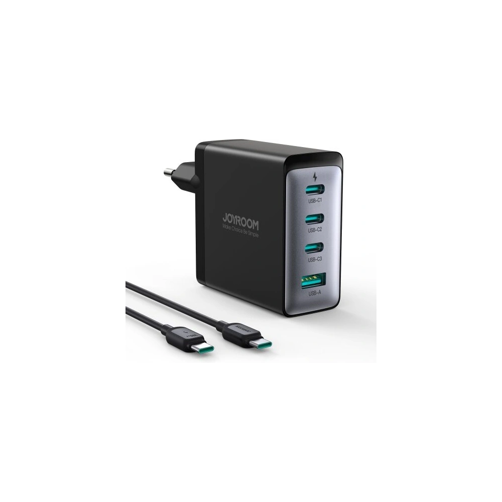 Hurtownia GSM - Netzteil Joyroom JR-TCG04EU 3xUSB-C 1xUSB-A + USB-C / USB-C Kabel 100W 1.2m schwarz - JYR822 - {ean13} - Hurt