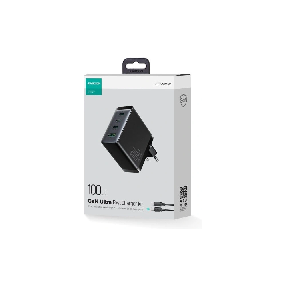 Hurtownia GSM - Netzteil Joyroom JR-TCG04EU 3xUSB-C 1xUSB-A + USB-C / USB-C Kabel 100W 1.2m schwarz - JYR822 - {ean13} - Hurt
