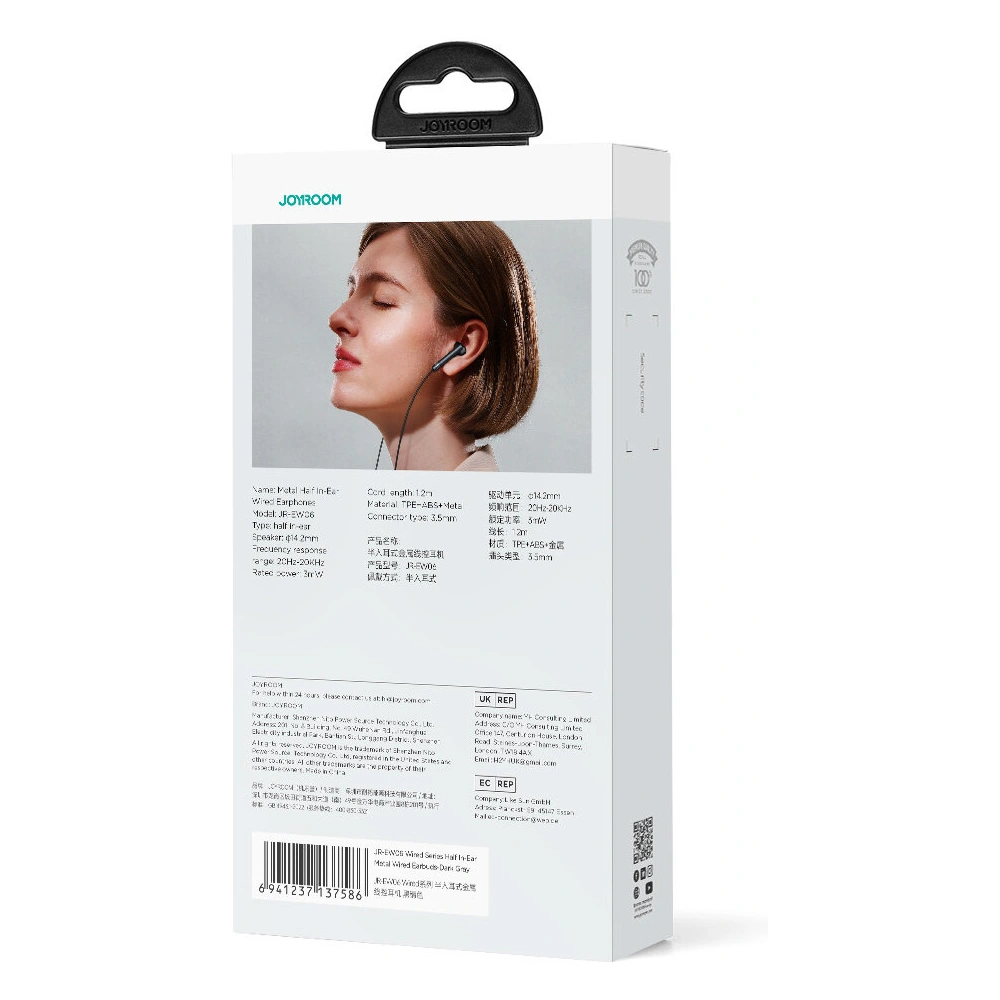 Hurtownia GSM - Căști Joyroom Wired Series JR-EW06 jack 3.5mm gri închis - JYR823 - {ean13} - Hurt