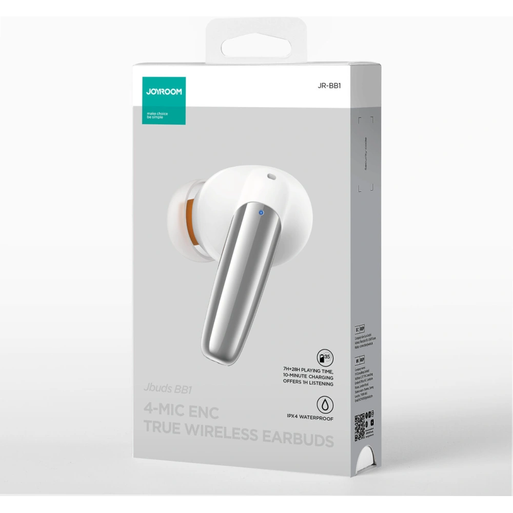 Hurtownia GSM - Vezeték nélküli fejhallgató Joyroom Jbuds Series JR-BB1 BT 5.3 TWS IPX4 fehér - JYR833 - {ean13} - Hurt