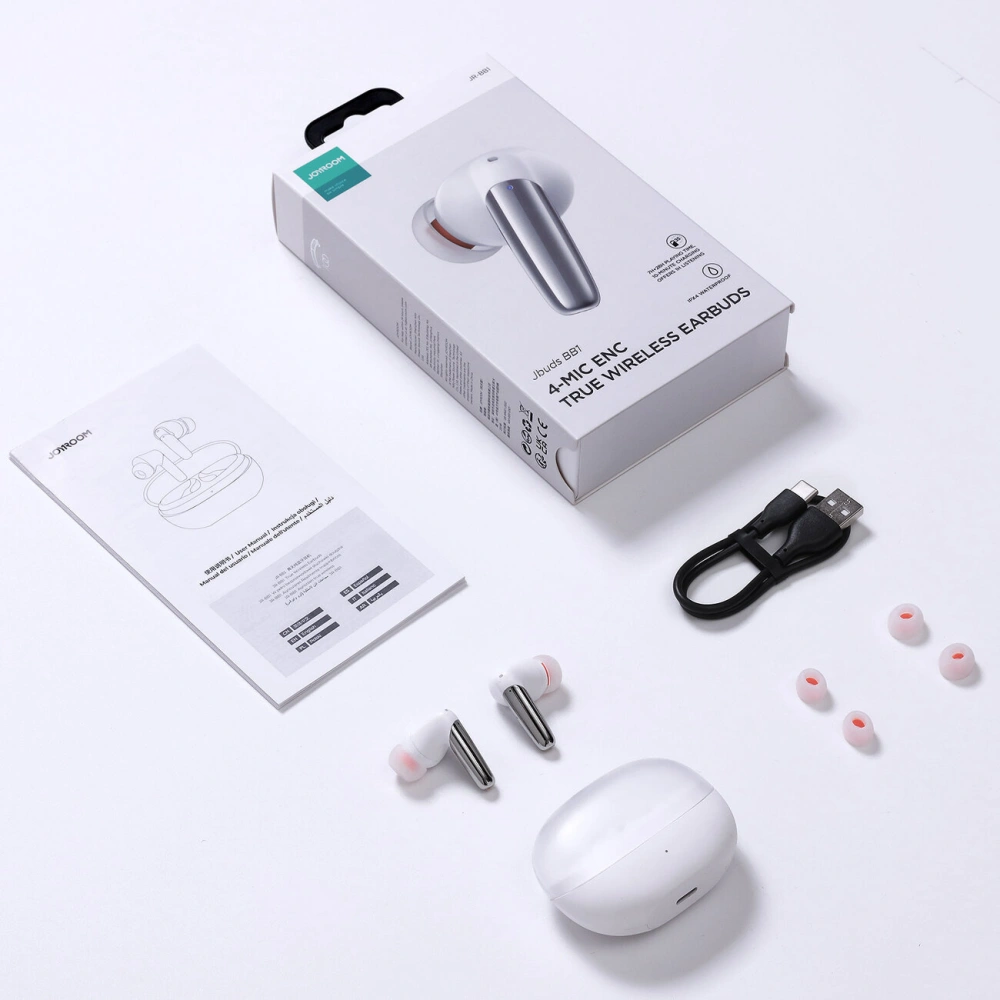 Hurtownia GSM - Căști wireless Joyroom Jbuds Series JR-BB1 BT 5.3 TWS IPX4 albe - JYR833 - {ean13} - Hurt