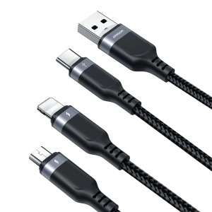 Hurtownia GSM - Kábel 3w1 Joyroom Multi-Use Series S-1T3018A18 USB-A / Lightning, USB-C, micro USB 1.2m - fekete - JYR842 - {ean13} - Hurt