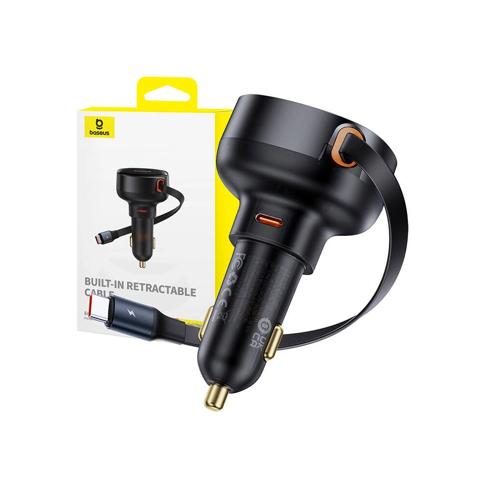 Hurtownia GSM - Autós töltő Baseus Enjoyment Pro USB-C kábellel 60W (fekete) - BSU4737 - {ean13} - Hurt