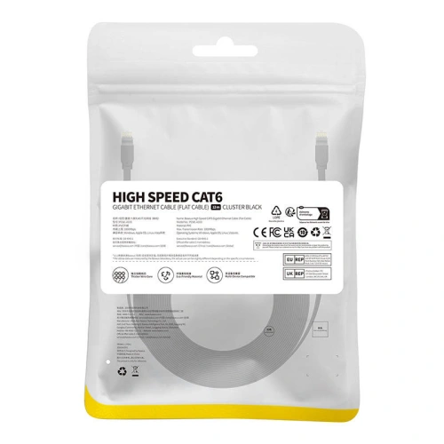 Kabel sieciowy Baseus Ethernet RJ45, Cat.6, 12 metrów (czarny)
