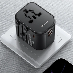 Wholesale USAMS T59 power charger 4-in-1 US/AU/EU/UK travel adapter black - USA1008 - {ean13} - Hurt
