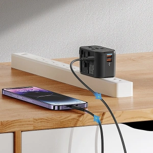 Hurtownia GSM - Síťová nabíječka 4w1 USAMS T59 cestovní adaptér US/AU/EU/UK černý/black - USA1008 - {ean13} - Hurt