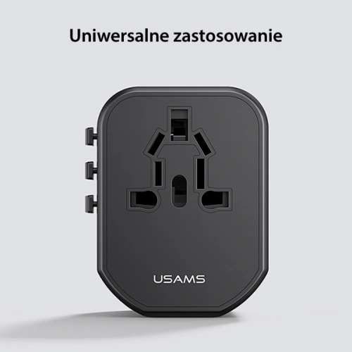 Ładowarka sieciowa 4w1 USAMS T59 adapter podróżny US/AU/EU/UK czarny/black