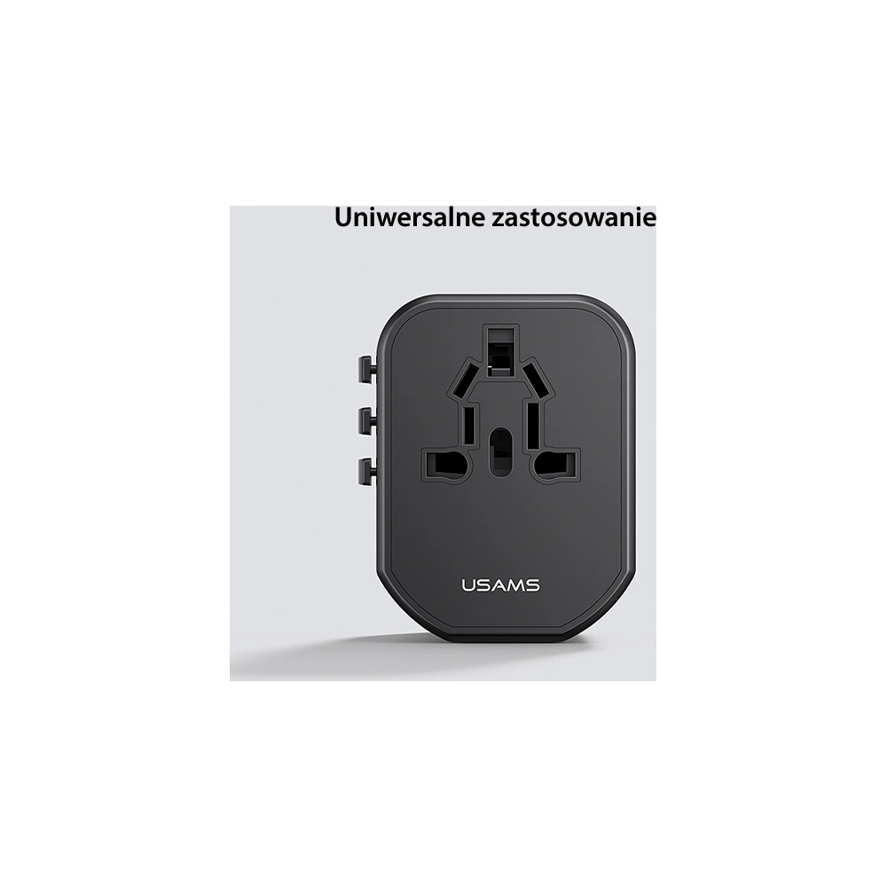Hurtownia GSM - Hálózati töltő 4w1 USAMS T59 utazóadapter US/AU/EU/UK fekete/black - USA1008 - {ean13} - Hurt