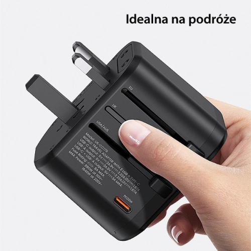 Ładowarka sieciowa 4w1 USAMS T59 adapter podróżny US/AU/EU/UK czarny/black