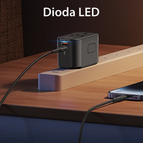 Ładowarka sieciowa 4w1 USAMS T59 adapter podróżny US/AU/EU/UK czarny/black