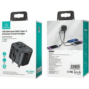 Hurtownia GSM - Síťová nabíječka 4w1 USAMS T59 cestovní adaptér US/AU/EU/UK černý/black - USA1008 - {ean13} - Hurt