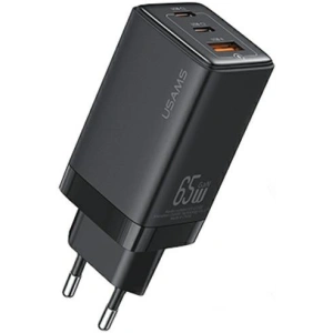 Hurtownia GSM - Síťová nabíječka USAMS US-CC180 Sandru Series 2xUSB-C+1xUSB-A GaN PD QC 65W černá/black - USA1009 - {ean13} - Hurt