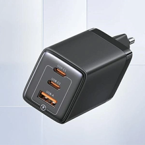 Hurtownia GSM - Síťová nabíječka USAMS US-CC180 Sandru Series 2xUSB-C+1xUSB-A GaN PD QC 65W černá/black - USA1009 - {ean13} - Hurt