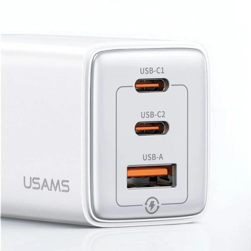 Ładowarka sieciowa USAMS US-CC180 Sandru Series 2xUSB-C+1xUSB-A GaN PD QC 65W czarny/black