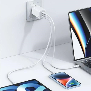 Hurtownia GSM - Síťová nabíječka USAMS US-CC180 Sandru Series 2xUSB-C+1xUSB-A GaN PD QC 65W černá/black - USA1009 - {ean13} - Hurt