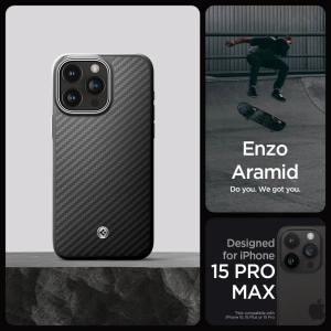 Hurtownia GSM - Etui Spigen Enzo Aramid Mag MagSafe Apple iPhone 15 Pro Max Matná Černá - SPN3185 - {ean13} - Hurt