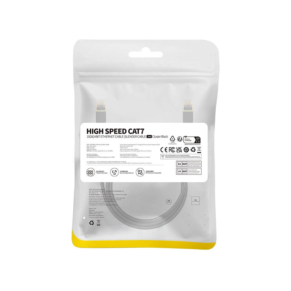 Hurtownia GSM - Cablul de rețea Baseus High Speed, Ethernet RJ45, 10 Gbps, Cat.7, 1m (negru) - BSU4759 - {ean13} - Hurt