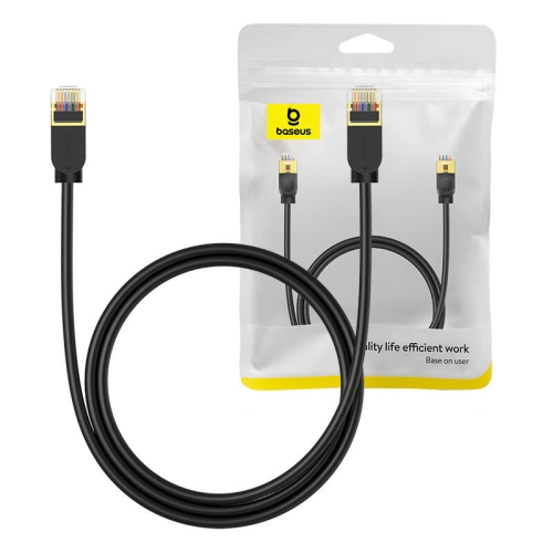 Kabel sieciowy Baseus High Speed, Ethernet RJ45, 10 Gbps, Cat.7, 1m (czarny)