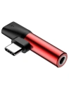 Adapter Audio Baseus L41 USB-C to Mini Jack 3.5mm + USB-C Red