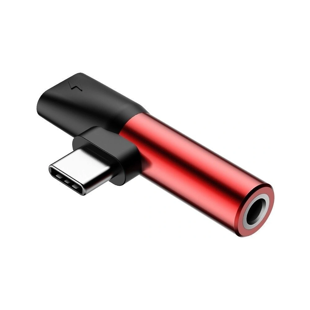 Hurtownia GSM - Adapter Audio Baseus L41 USB-C do Mini Jack 3.5mm + USB-C (czerwony) - BSU470RED - {ean13} - Hurt