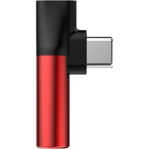 Adapter Audio Baseus L41 USB-C do Mini Jack 3.5mm + USB-C (czerwony)