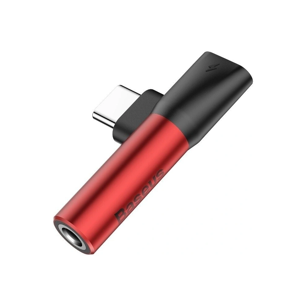 Hurtownia GSM - Adapter Audio Baseus L41 USB-C do Mini Jack 3.5mm + USB-C (czerwony) - BSU470RED - {ean13} - Hurt
