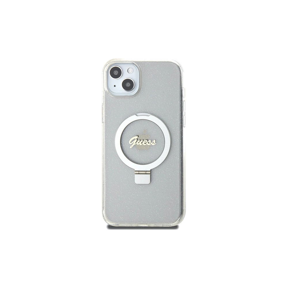 Wholesale Guess GUHMP15MHRSGSD Apple iPhone 15 Plus / 14 Plus hardcase Ring Stand Script Glitter MagSafe transparent - GUE3003 - {ean13} - Hurt