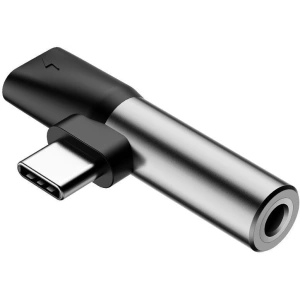 Adapter Audio Baseus L41 USB-C do Mini Jack 3.5mm + USB-C (srebrny)