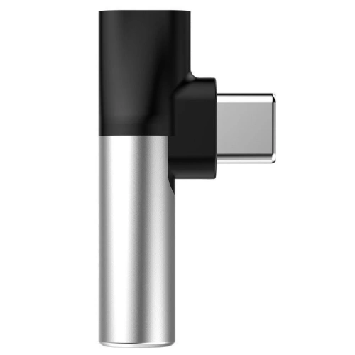 Adapter Audio Baseus L41 USB-C do Mini Jack 3.5mm + USB-C (srebrny)