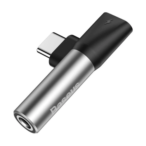 Adapter Audio Baseus L41 USB-C do Mini Jack 3.5mm + USB-C (srebrny)